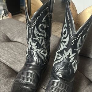 Dan Post Black Boots with Silver Stitching